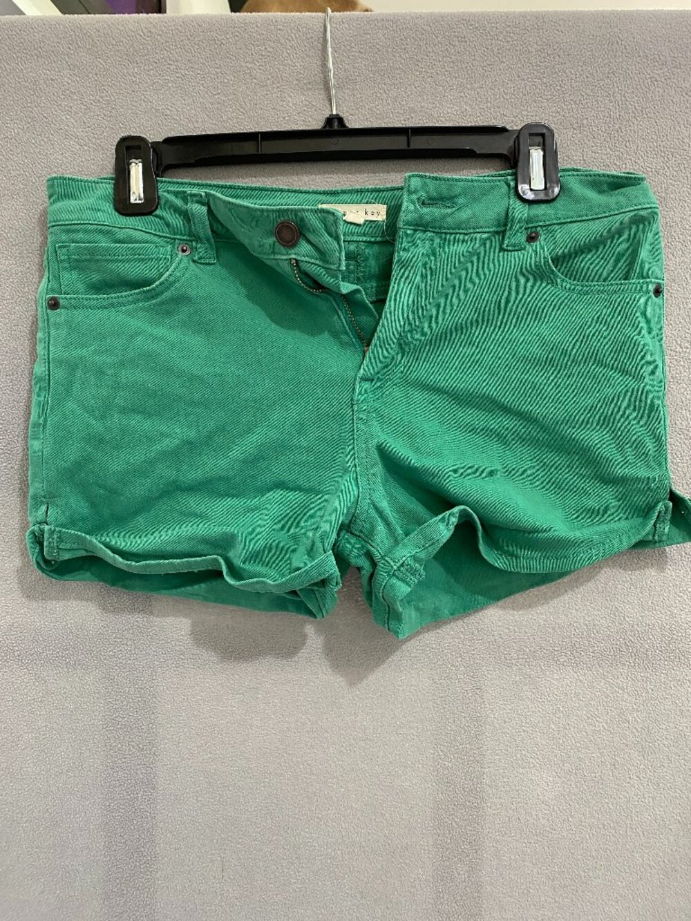 Copper Key Green Rolled Hem Denim Shorts Size 16 Stretch Mid Rise Casual Summer